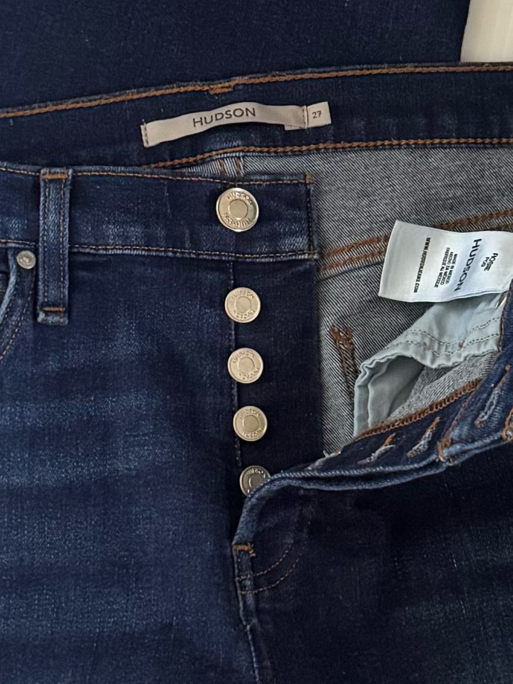 Hudson Rosie High Rise Wide Leg Jeans Poseidon Dark Wash Size 27 - Picture 5 of 8